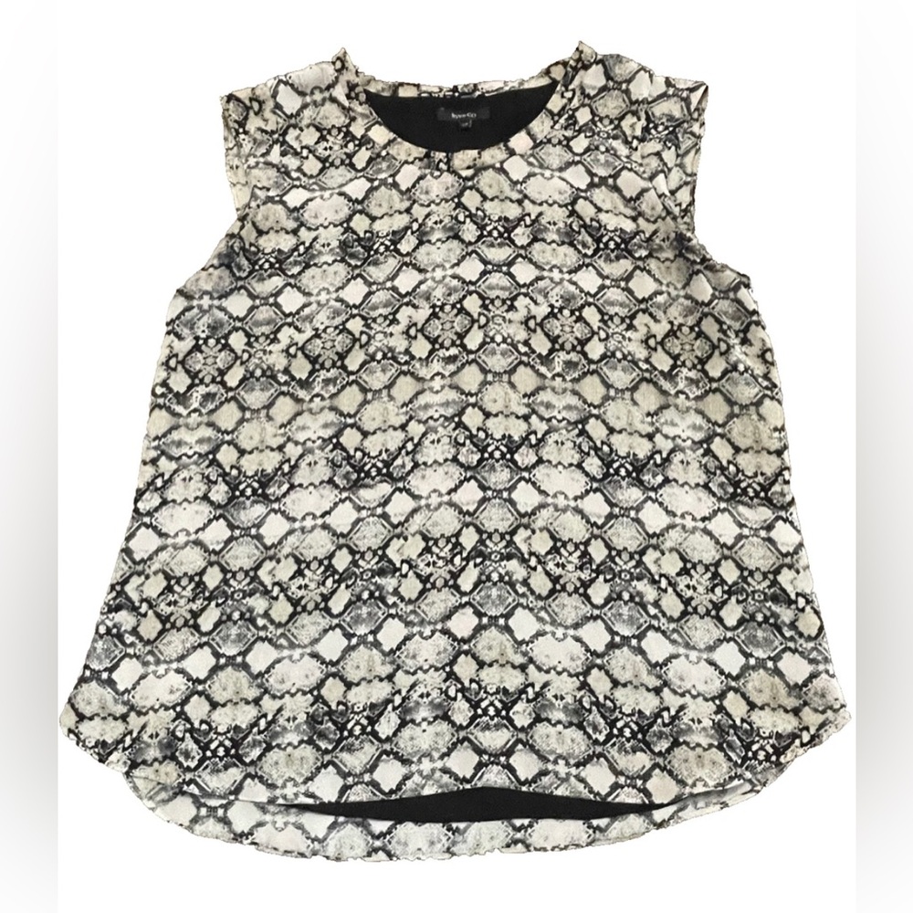 RW & CO Women's LARGE Sleeveless Snake Animal Print Blouse Top Black Gray Lined